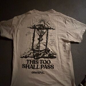 Cream Short Sleeve Tee with Artistic Cross Design